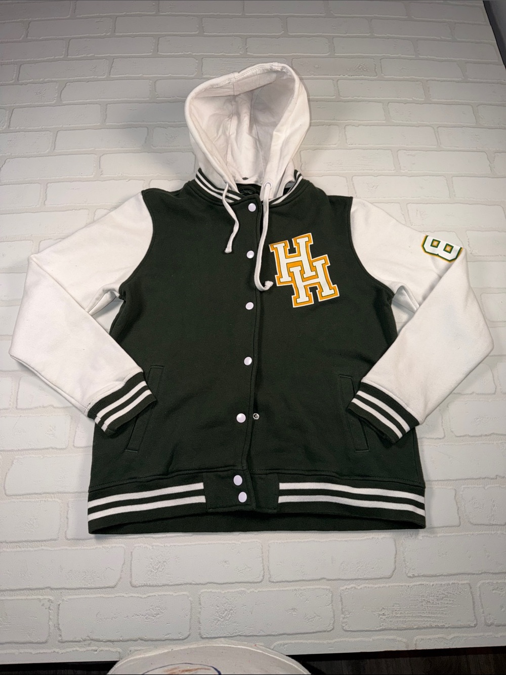 Stranger Things Hooded Jacket in Dark Green and White XS